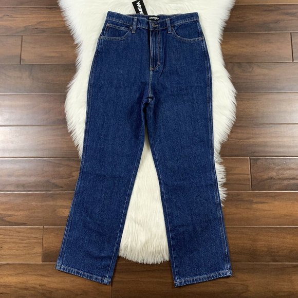 Wrangler Size 29‎ X 28 Dark Wash High Rise Straight Leg Denim Jeans - Picture 1 of 7